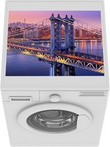 Wasmachine beschermer mat - New York - Brooklyn Bridge - Roze - Breedte 55 cm x hoogte 45 cm