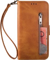 Portemonnee bruin wallet book-case rits hoesje Samsung Galaxy A53