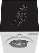 Wasmachine beschermer - Wasmachine mat - Hand - Line art - Zwart - Wit - 60x60 cm - Droger beschermer