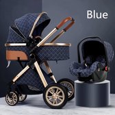 Bolina® 3-1 Luxe Kinderwagen | Opklapbare wandelwagen | Multifunctionele buggy | Opklapbare wandelwagen | Inclusief reiswieg en stoel | Hoge kwaliteit | Donkerblauw