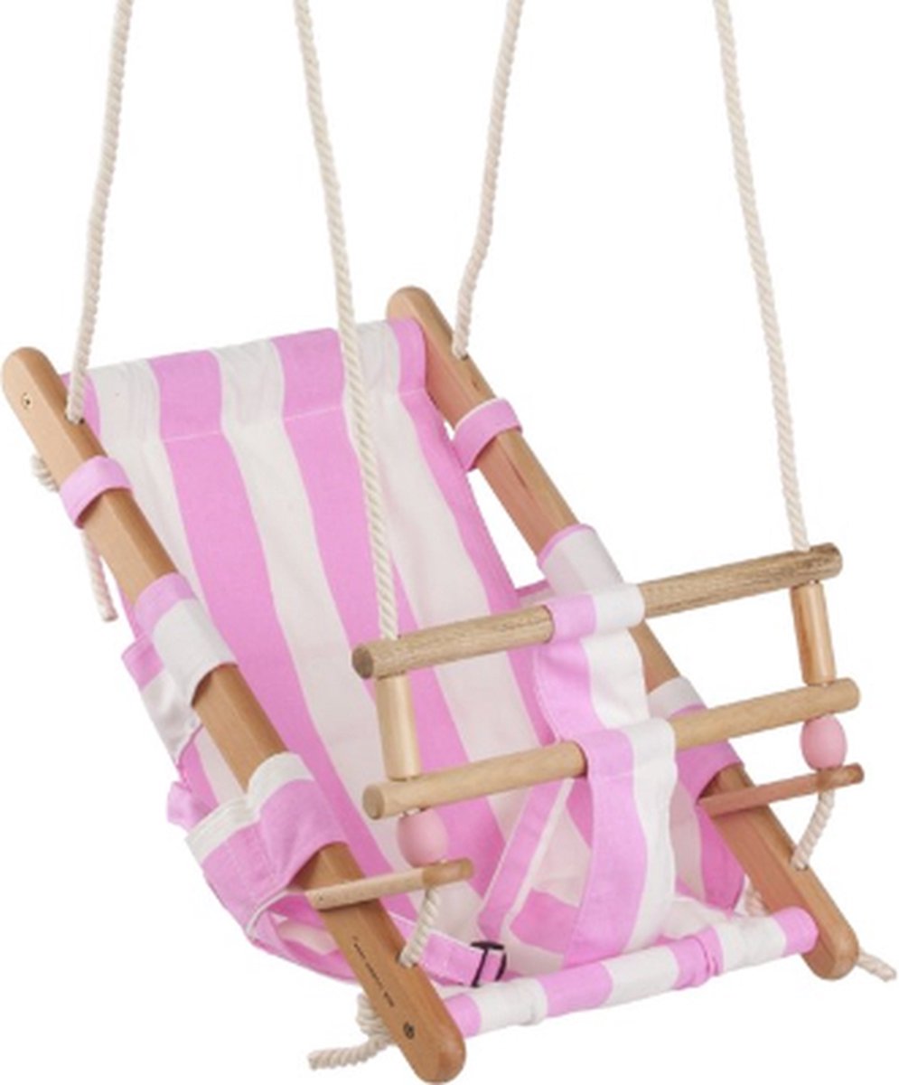 Canvas Baby Schommelzitje Wit / Roze Canvas Baby Schommelzitje Wit / Roze