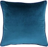 Paoletti Meridian Cushion - Tea Navy - Sierkussen - 55x55cm - Kussen - Bank - Decoratie - Bed - Groen/Blauw