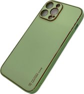 Apple IPhone 11 Pro Max Licht Groen Back Cover Luxe High Quality Leather Case | Camera beschermend hoesje