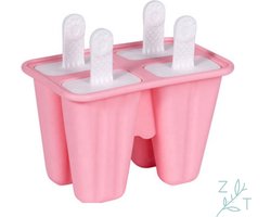 Ijsjesvorm - 4 stuks - Siliconen - Waterijs Vorm - Bakvorm - Fruitijs - Yoghurt ijs - Ijslolly - Frisco - Magnum mold - DIY Ijsjes - Zomer - Pastel roze