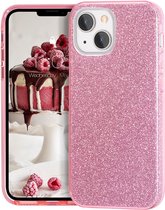 Backcover Geschikt voor Apple iPhone 13 Mini - Roze - Glitters - Soft TPU