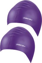 2x bonnets de bain en latex violet pour adultes - Bonnets de piscine