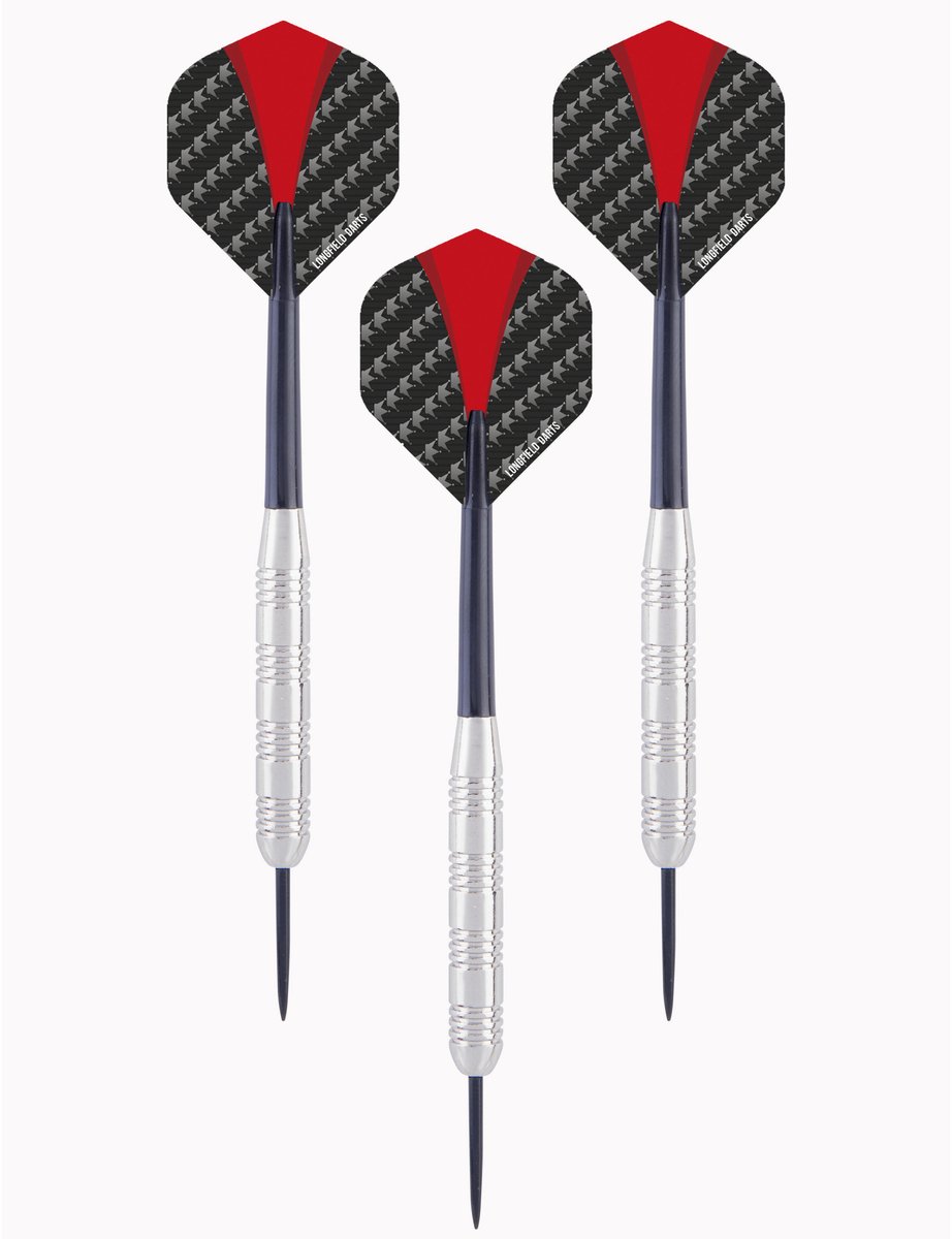 4x Set van 3 dartpijlen Longfield darts nickel silver 24 grams - Darten/darts sport artikelen pijltjes nickel silver - Kinderen/volwassenen