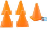 Pionnen - 8x stuks - oranje - 17 cm - plastic - pionnetjes - sport/voetbal training - Sport - Veldsporten - Training kegel - slalom