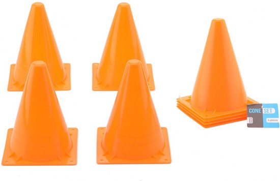 Pionnen - 8x stuks - oranje - 17 cm - plastic - pionnetjes - sport/voetbal training - Sport - Veldsporten - Training kegel - slalom