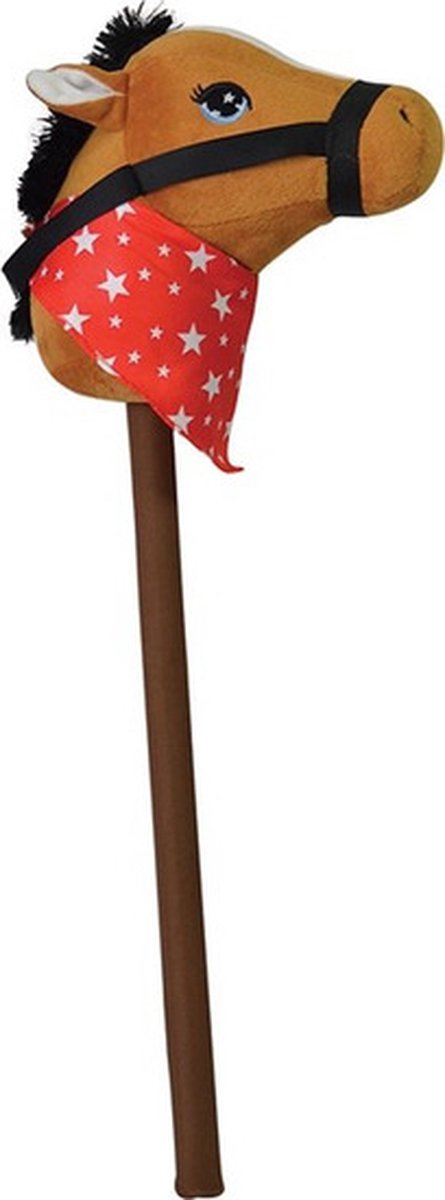 Bruin stokpaardje met geluid 68 cm voor kinderen - Stokpaarden met rode zakdoek - Paarden/pony liefhebbers - Actief buitenspeelgoed voor jongens/meisjes/kinderen