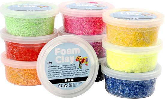 10x Knutsel Foam Clay klei 35 gram – Knutselset boetseerklei gekleurd