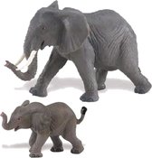 Plastic speelgoed figuren setje olifanten 8 en 16 cm - Safari dieren setje van twee adults en een kind