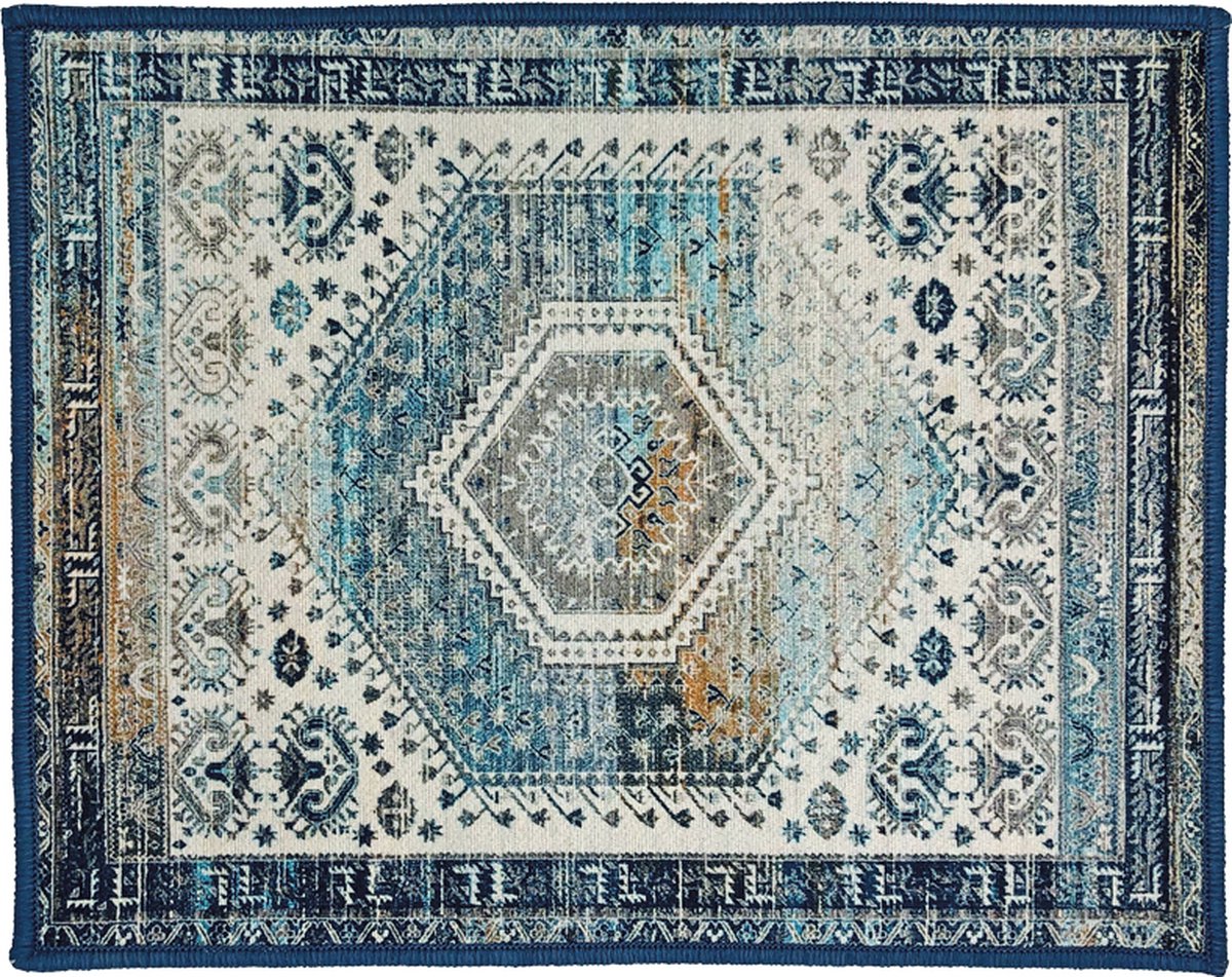 Lavandoux - Placemat - Tapijt - Vintage - Tan-Tan - Blauw - 46x36 cm - 4 stuks