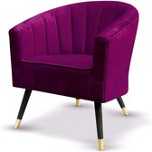 Fauteuil Velvet "Fiore" - 1 zit - Paars - Vintage zetel - B 70 cm - Design fauteuil met armleuning - Modern
