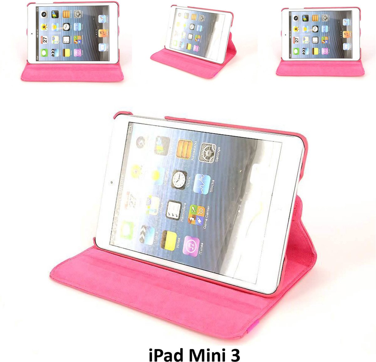 Apple iPad Mini 2-3 Roze - Book Case Tablethoes- 360 Graden Draaibaar