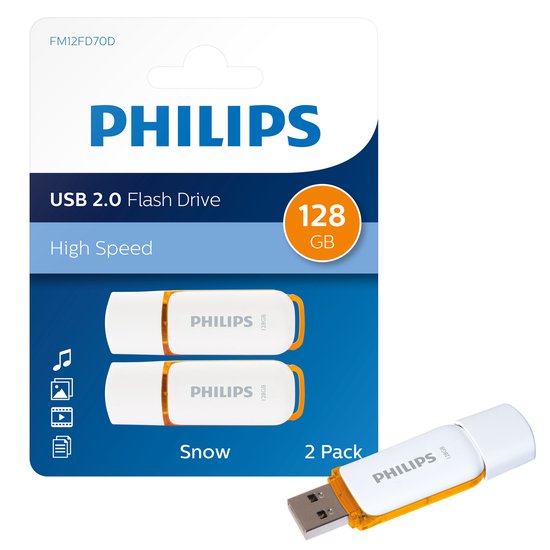 Philips USB flash drive Snow Edition 128GB - USB2 0 2-Pack Sunrise Orange