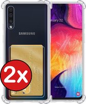 Hoesje Geschikt voor Samsung A50/A50s Hoesje Met Pasjeshouder Siliconen Case Met Kaarthouder - Hoes Geschikt voor Samsung Galaxy A50/A50s Hoesje Shock Proof Case - Transparant - 2 PACK