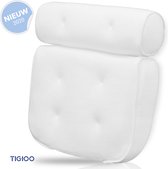 TIGIOO Badkussen - Wit met 6 zuignappen - Bath Pillow - Anti-Slip -  Ergonomisch