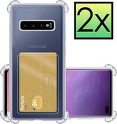 Samsung Galaxy S10 Hoesje Transparant Cover Shock Proof Case Hoes Met Pasjeshouder - 2x