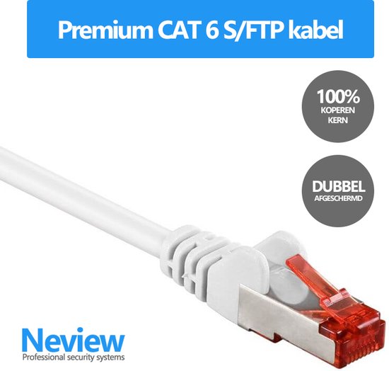 Neview - 1.5 meter premium S/FTP kabel - CAT 6 100% koper - Wit - Dubbele  afscherming... | bol.com