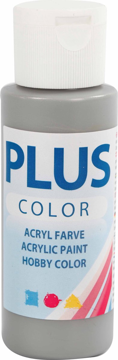 Acrylverf – Grijze Verf – Acrylaatverf – Acrylic paint – Hobbyverf – Sneldrogende Verf – Dekkende Verf – Waterbasis Verf – Hoogwaardige Decoratie Verf – Rain Grey – Plus Color Verf – 60ml