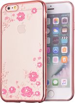 coque rose pêche en TPU fleurs papillons coque iPhone 6 6s