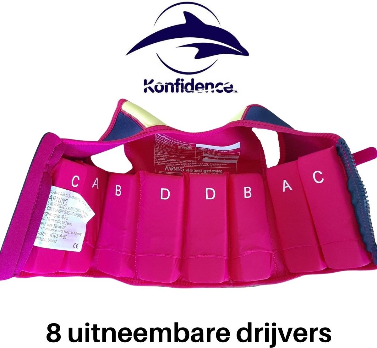 Konfidence - Zwemvest/Drijfvest kind - Roze - 6 - 7 jaar / 25 - 30 kg — afbeelding 7