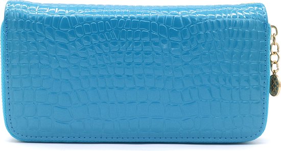 Portemonnee Croco - Kunstleer - Ritssluiting - 19x10x3,5 cm - Blauw