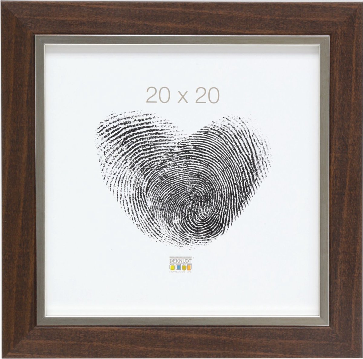 Deknudt Frames fotolijst S45VH3 - bruin met zilverbies - foto 20x20 cm