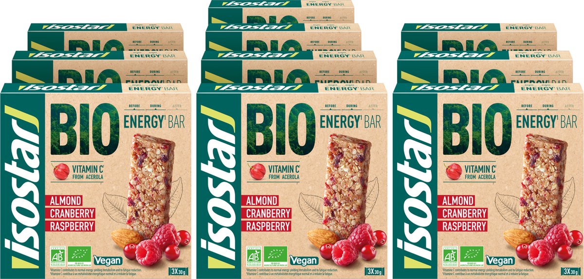 Isostar Bio Energy Bar Almond Cranberry Raspberry 10 x 90g