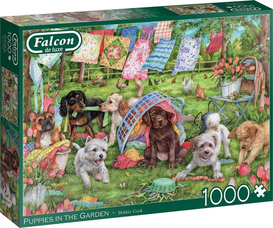 Falcon de luxe Puppies in the Garden 1000 stukjes - Legpuzzel voor volwassenen