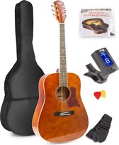 Bol.com Akoestische gitaar voor beginners - MAX SoloJam Western gitaar - incl. gitaar stemapparaat gitaartas en 2x plectrum - Br... aanbieding