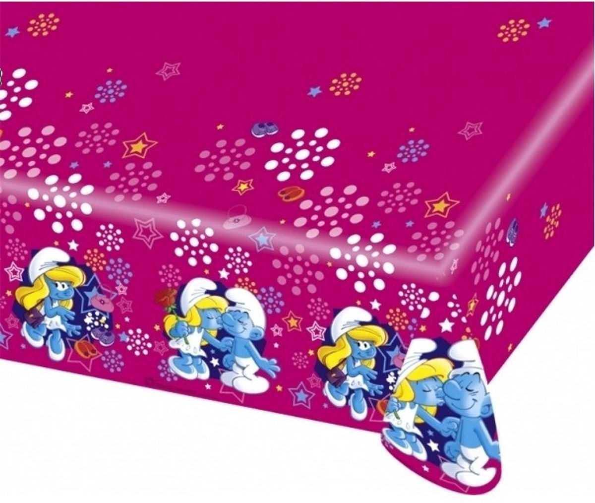 De smurfen - tafelkleed smurfin - (180x120 cm) - versiering - Themafeest versiering - plastic