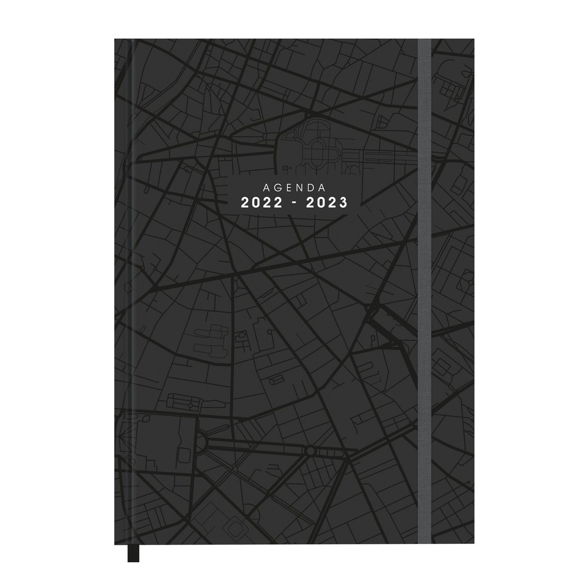 Hobbit - Agenda/planner - 2022/2023 - Donkergrijs/zwart landkaart - Hardcover - Calendarium horizontaal - 30,5x21,5cm(A4)