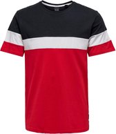 Only & Sons T-shirt Onsbailey Colourblock Ss Tee Exp 22012398 Dark Navy/ Racing Red Mannen Maat - XXL