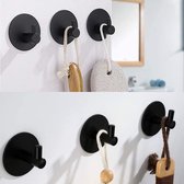*** 3 Zelfklevende Design Handdoekhaakjes - set van 3 - Zwart kleurig Rond - Voor Badkamer of Keuken | Design Handdoekhaakjes zelfklevend van Heble® ***