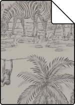 Proefstaal Origin Wallcoverings behang jungle-motief klei grijs - 347443 - 26,5 x 21 cm