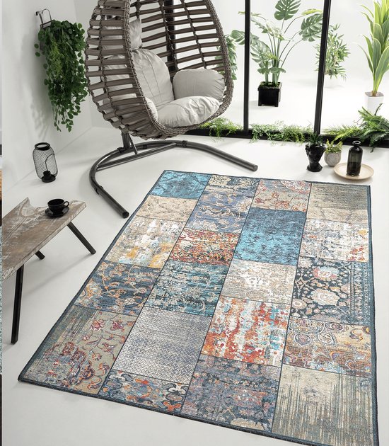 NINOVA VINTAGE PATCHWORK MULTI VLOERKLEED WASBAAR