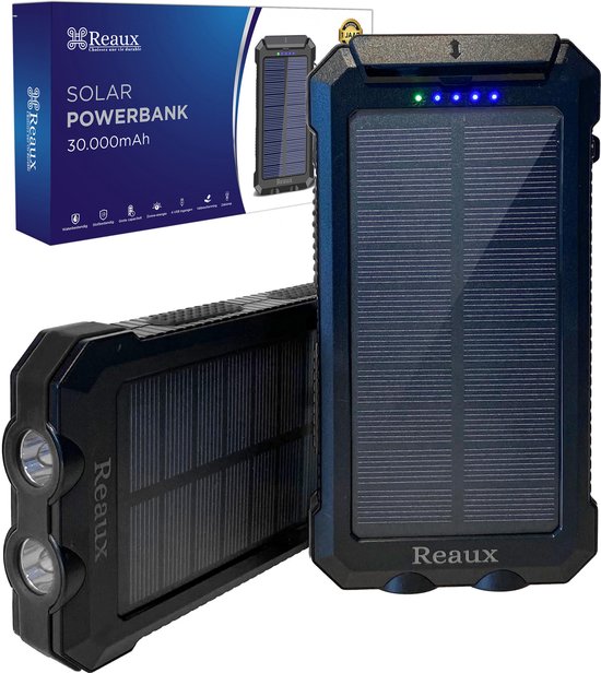 Volwassen Corrupt Verwaarlozing Premium Reaux Solar Powerbank 30.000 mAh Charger op zonneenergie -  USBC/Micro USB... | bol.com