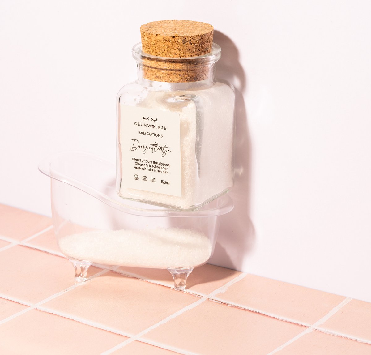 Goedkoopste Geurwolkje® Doorzettertje! - natuurlijk badzout met etherische olie en zeezout (150g