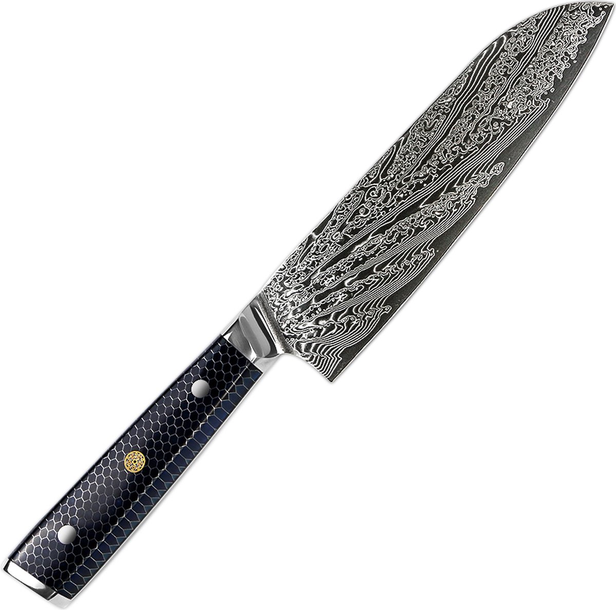 CH008- Couteau Japonais Santoku damas 33 couches Zenpou - Lame de 18cm en  acier AUS10