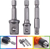 3-Delige Bitadapter Boormachine - HEX Aansluiting - (1/2") (3/8") (1/4")
