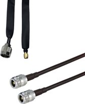 DrPhone HPC1 – LMR 400 Helium Hotspot Antennekabel – 2 Meter - N Type (Female) naar N Type (Female) + DrPhone Platte (SMA Male naar N-Type Male Coaxiale Kabel – Zwart