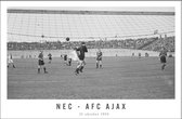 Walljar - Poster Ajax met lijst - Voetbal - Amsterdam - Eredivisie - Zwart wit - NEC - AFC Ajax '50 - 60 x 90 cm - Zwart wit poster met lijst