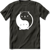 Ying Yang Kat - Katten T-Shirt Kleding Cadeau | Dames - Heren - Unisex | Dieren shirt | Grappig Verjaardag kado | Tshirt Met Print | - Donker Grijs - 3XL