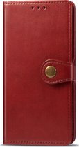 OnePlus 8 Hoesje - Mobigear - Snap Button Serie - Kunstlederen Bookcase - Rood - Hoesje Geschikt Voor OnePlus 8