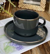 Service à café ou à thé Selinex gris bord argenté
