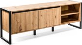 Basic Scandinavian - TV-meubel - eik melamine - MDF - kunststof frame - zwart - 2 deuren - 2 nissen