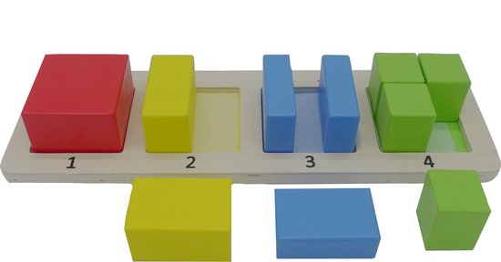 Thumbnail van een extra afbeelding van het spel Playtive Geometrische Puzzle - Montessori speelgoed - Vierkant vormen - 11 Delig