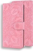 Étui iPhone 13 Pro Max Book Case avec motif Mandala - Porte-cartes - Portefeuille - Cuir PU - Apple iPhone 13 Pro Max - Rose